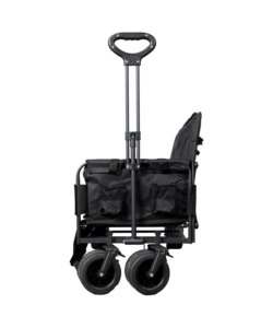 CARRELLO PIEGHEVOLE EUROGARDEN CON RUOTE E FUNZIONE PANCHINA IN ACCIAIO NERO 108X55,5X73 CM